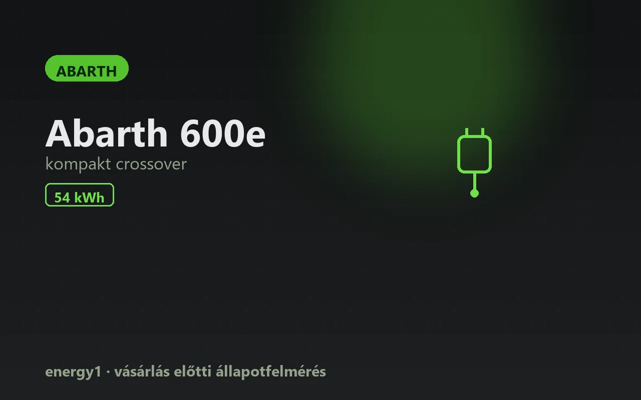 Abarth 600e elektromos autó állapotfelmérés