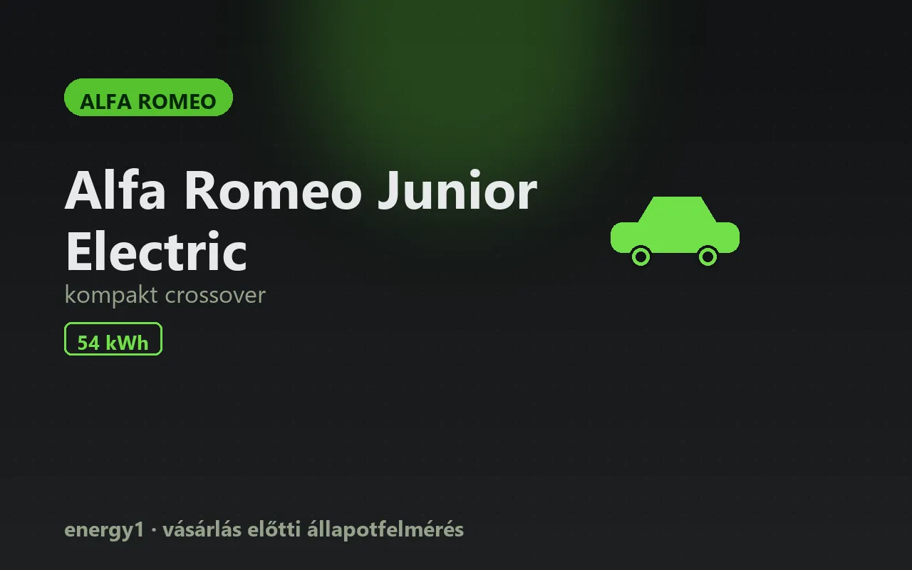 Alfa Romeo Junior Electric elektromos autó vásárlás előtti állapotfelmérés