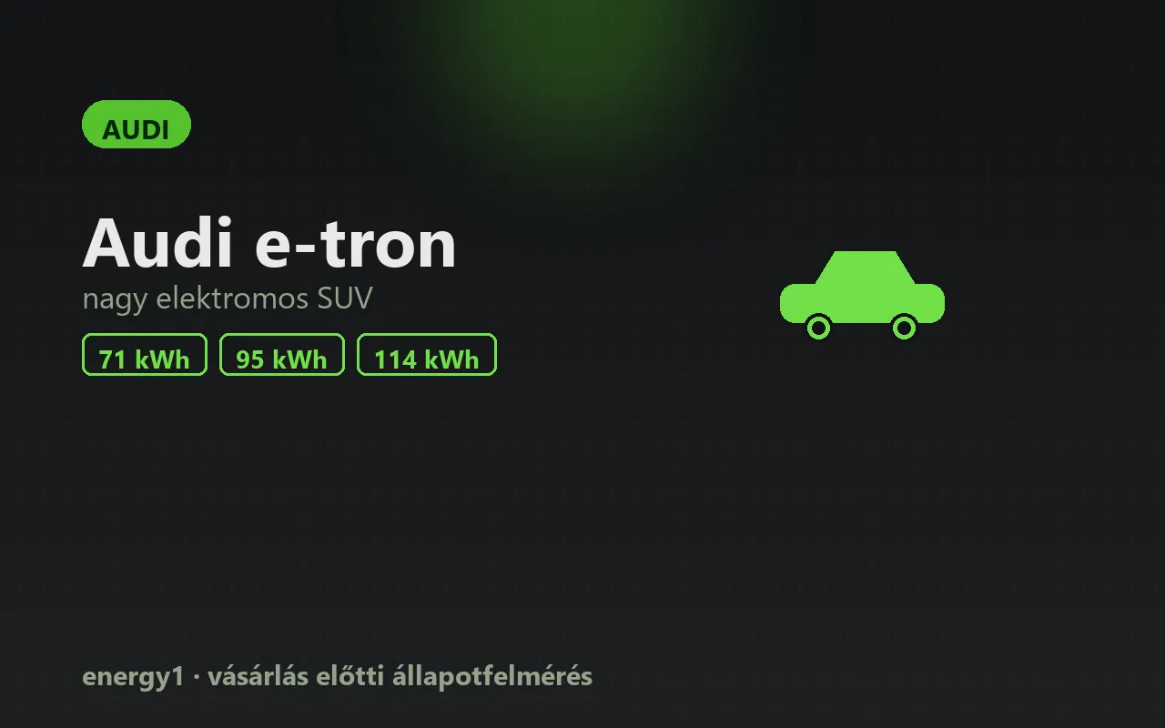 Audi e-tron elektromos autó vásárlás előtti állapotfelmérés