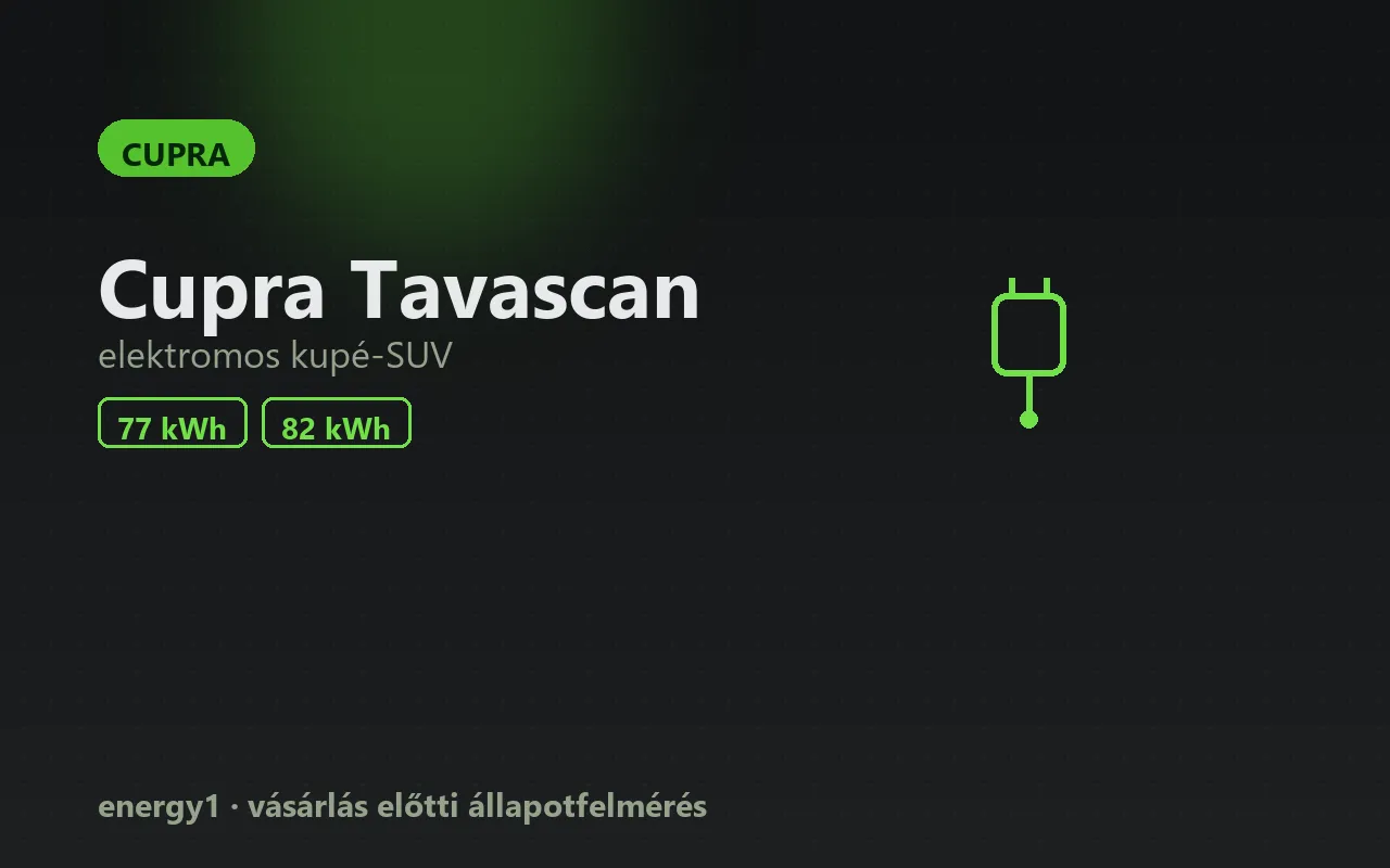 Cupra Tavascan elektromos autó vásárlás előtti állapotfelmérés