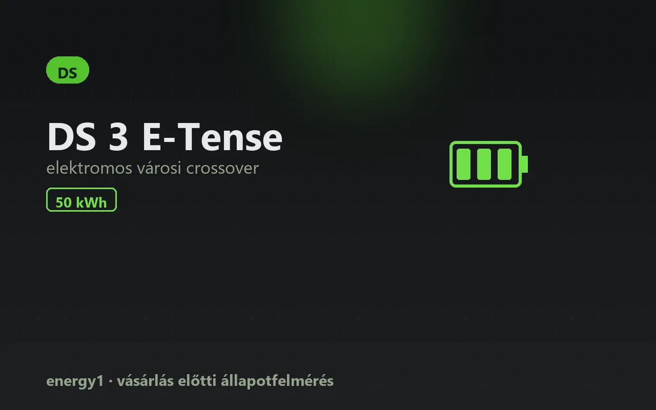 DS 3 E-Tense elektromos autó állapotfelmérés