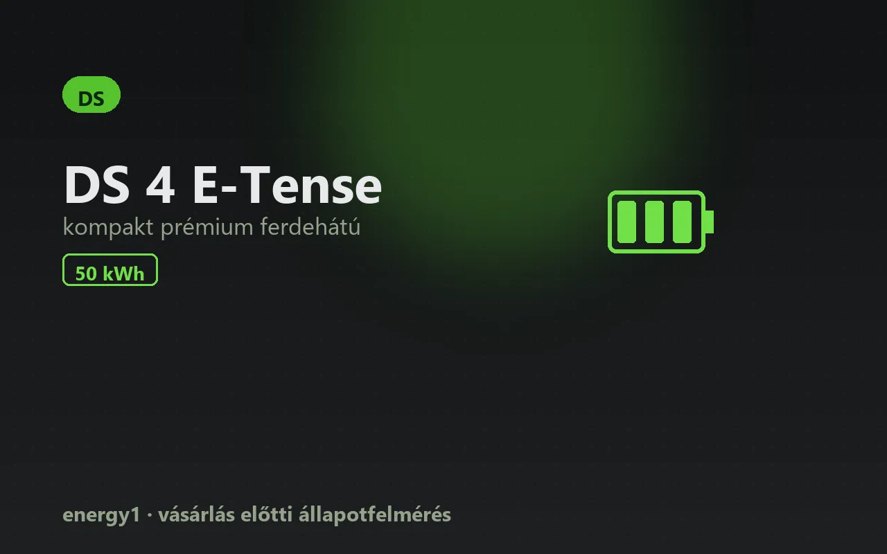 DS 4 E-Tense elektromos autó állapotfelmérés