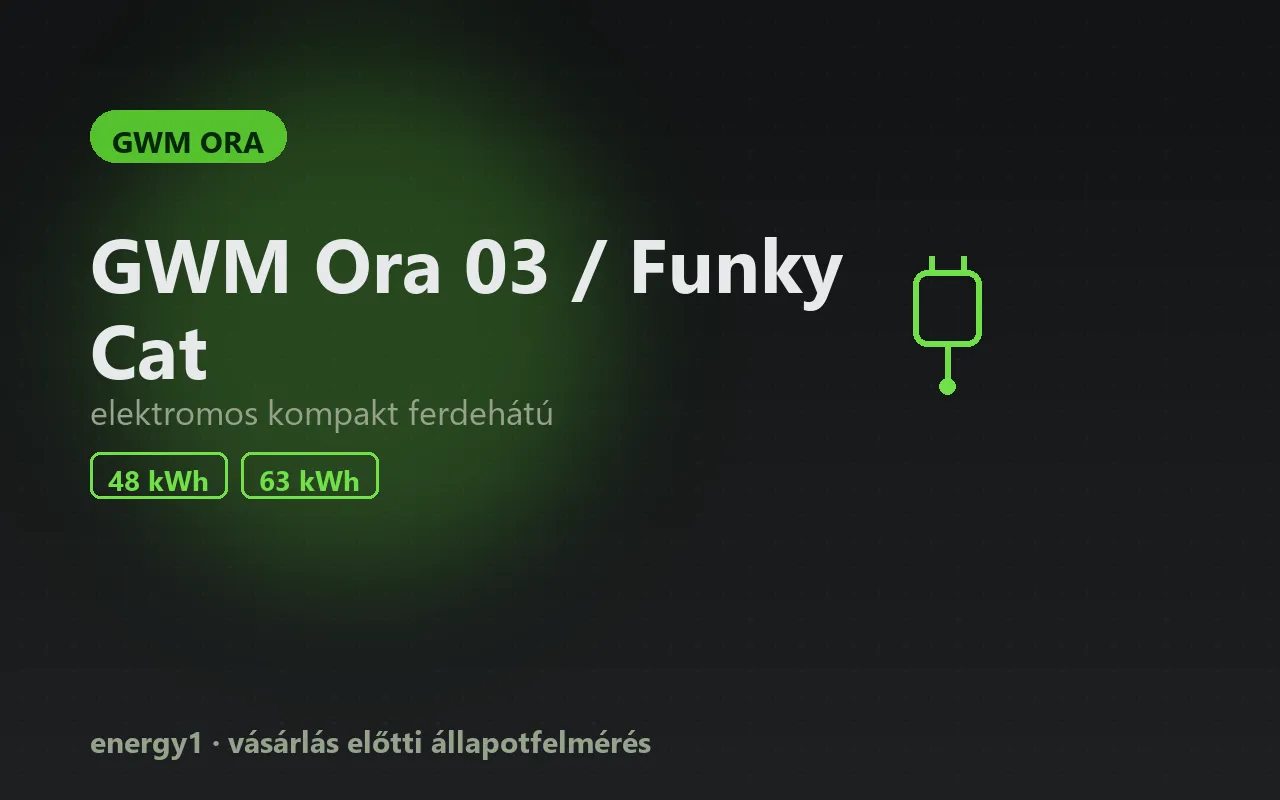 GWM Ora 03 / Funky Cat elektromos autó állapotfelmérés