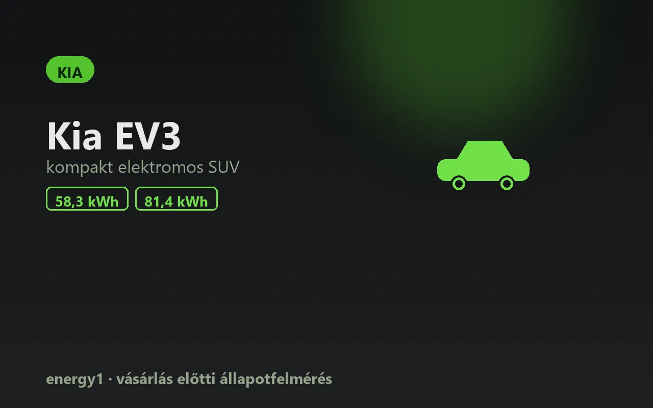 Kia EV3 elektromos autó állapotfelmérés