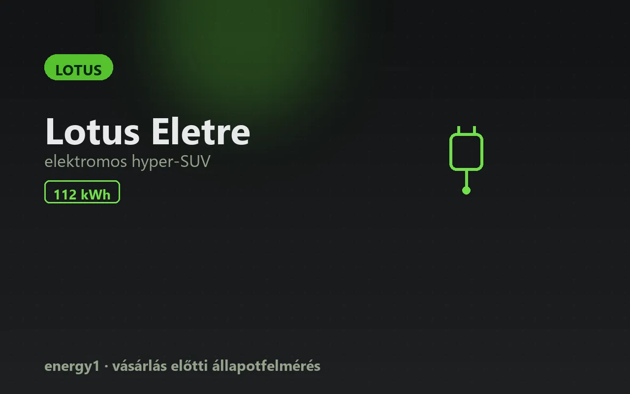 Lotus Eletre elektromos autó állapotfelmérés