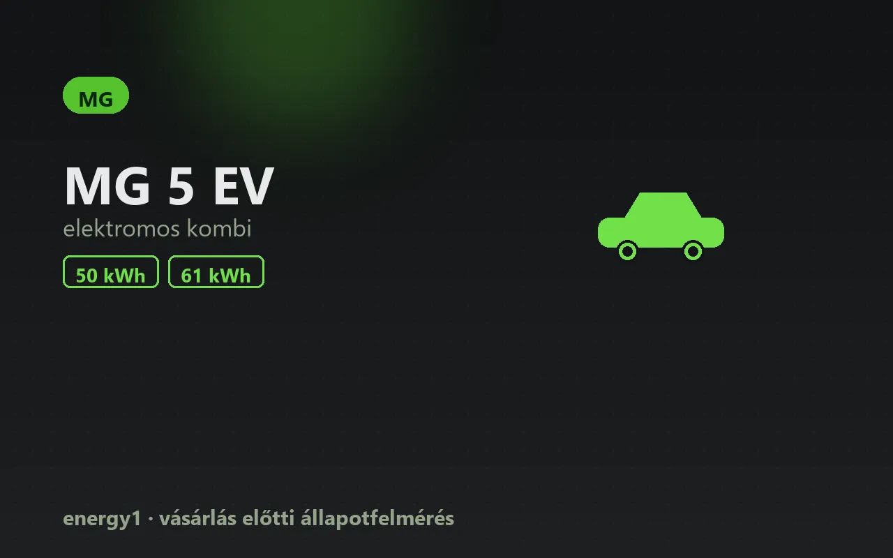 MG 5 EV elektromos autó állapotfelmérés