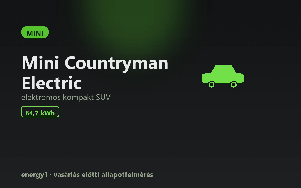Mini Countryman Electric elektromos autó állapotfelmérés