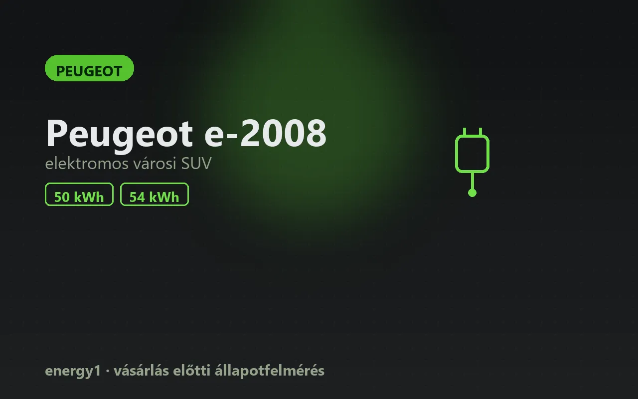Peugeot e-2008 elektromos autó állapotfelmérés