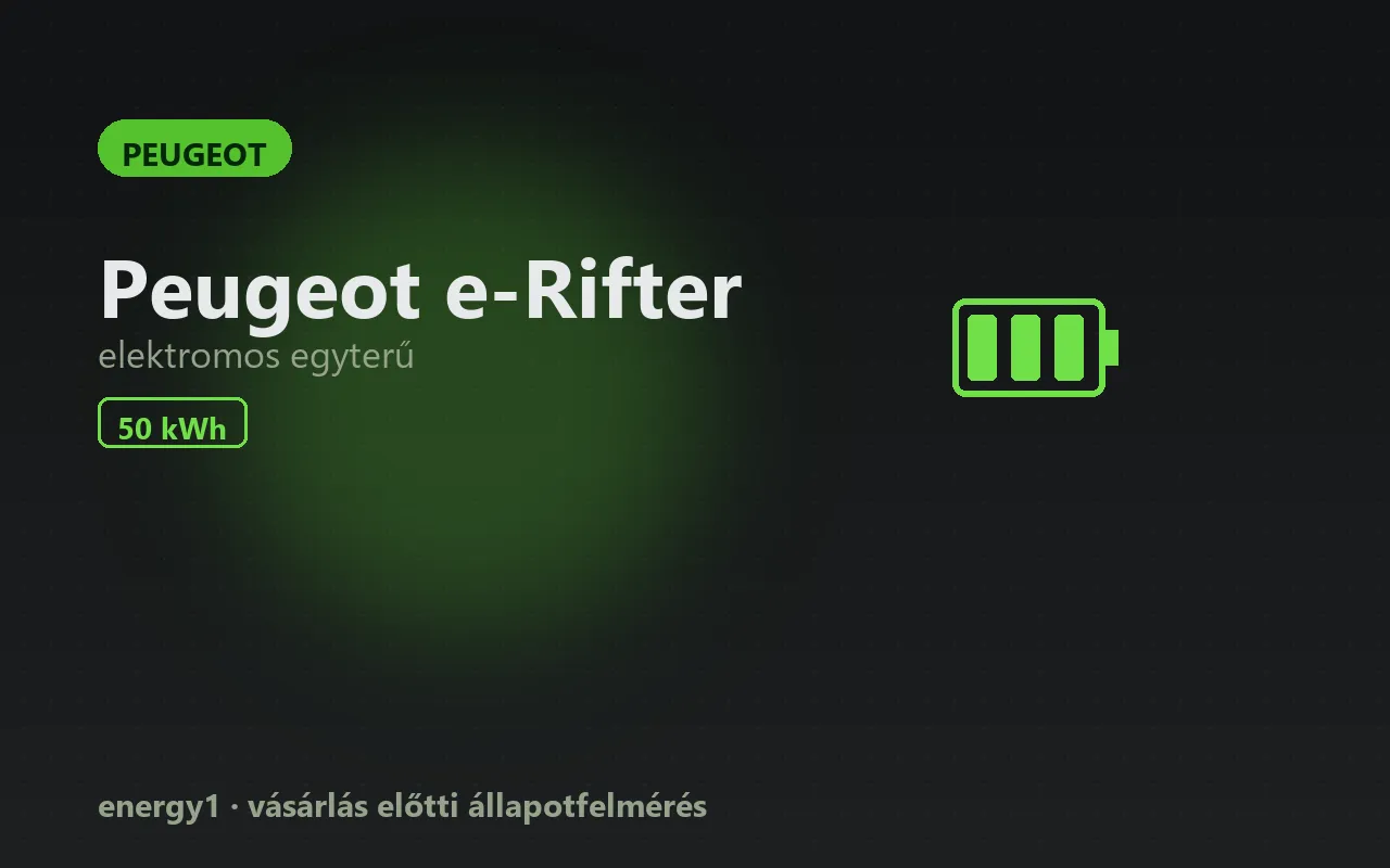 Peugeot e-Rifter elektromos autó vásárlás előtti állapotfelmérés