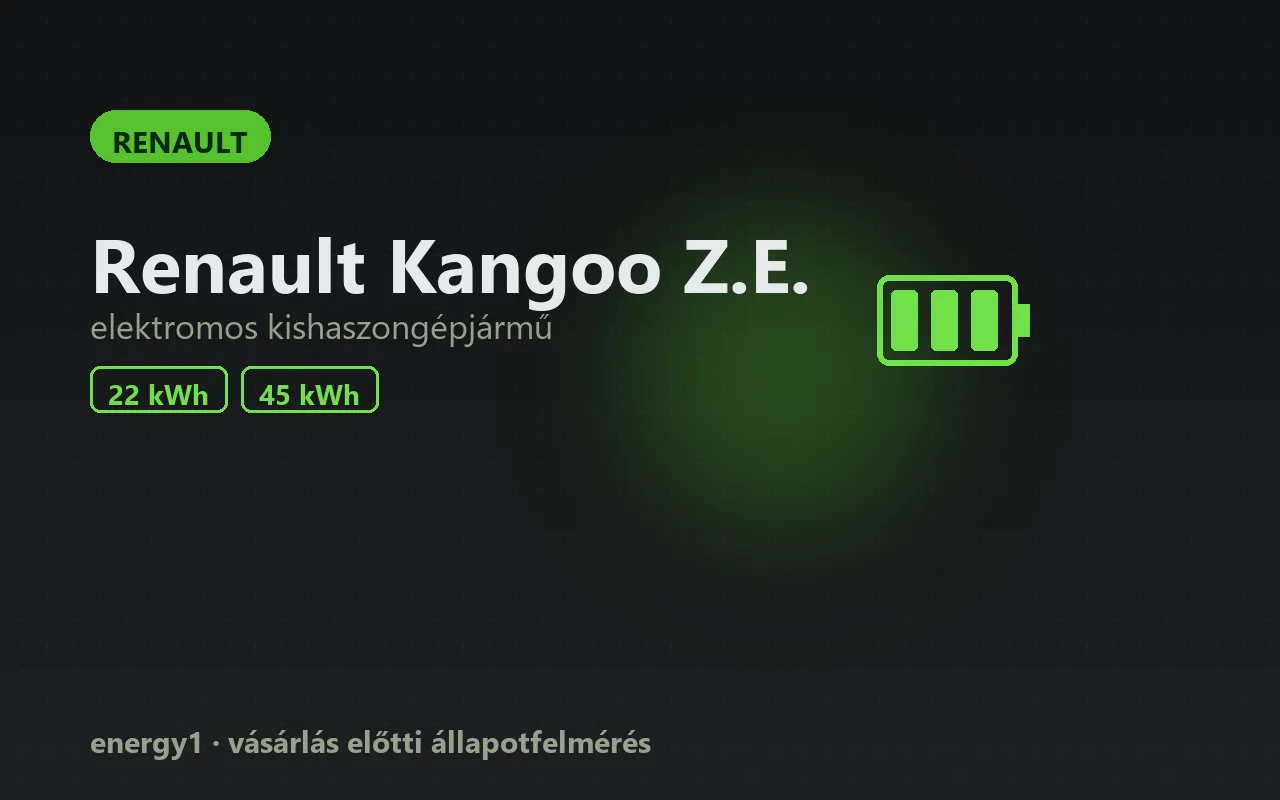 Renault Kangoo Z.E. elektromos autó vásárlás előtti állapotfelmérés