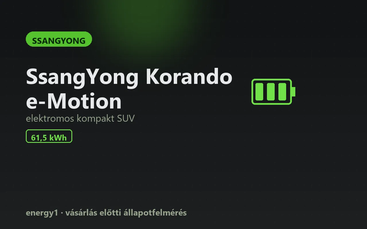 SsangYong Korando e-Motion elektromos autó vásárlás előtti állapotfelmérés