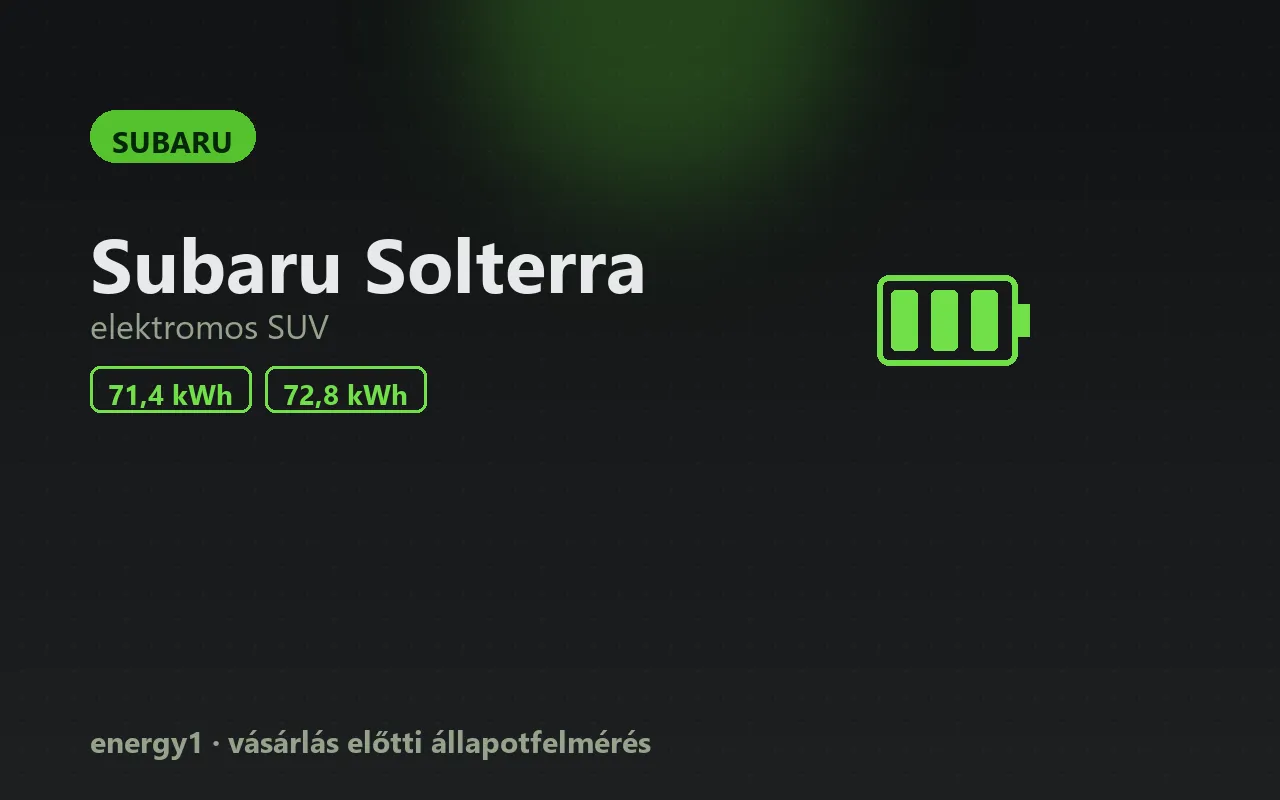 Subaru Solterra elektromos autó állapotfelmérés