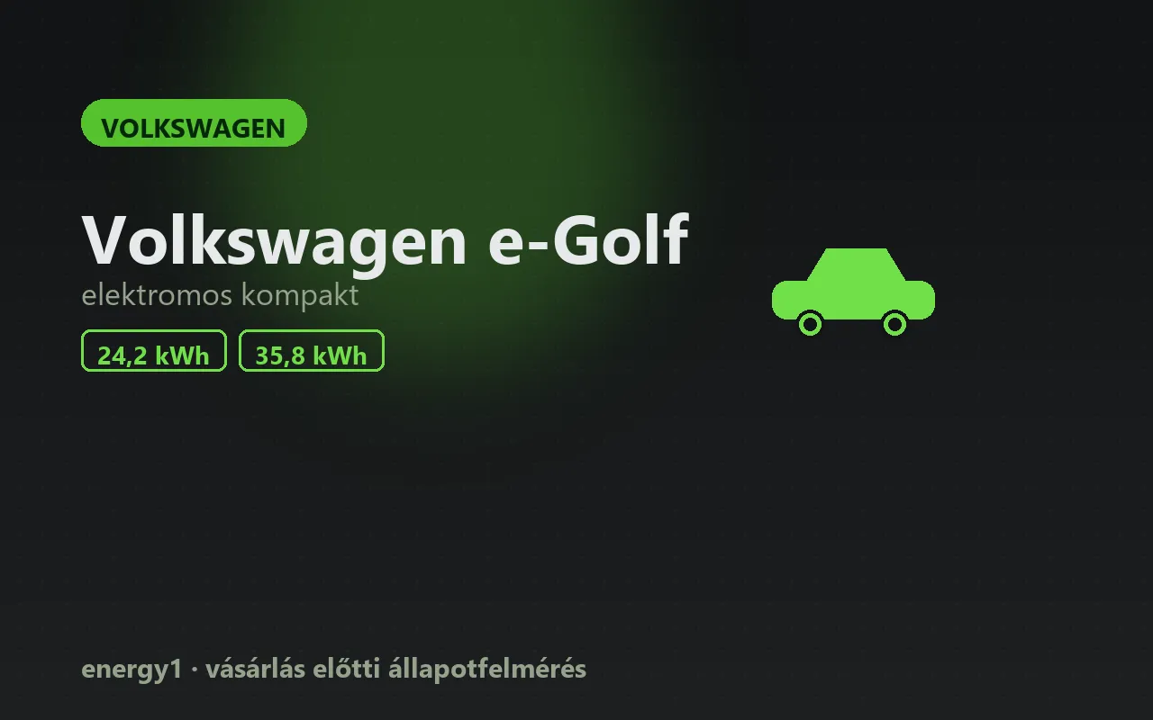 Volkswagen e-Golf elektromos autó állapotfelmérés
