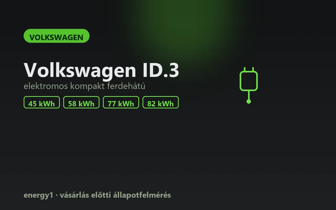 Volkswagen ID.3 elektromos autó állapotfelmérés