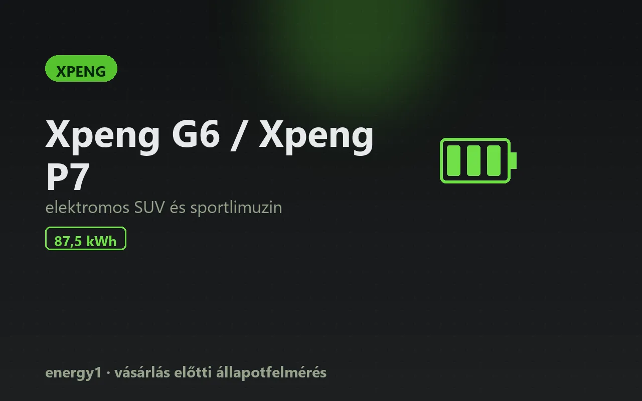 Xpeng G6 / Xpeng P7 elektromos autó állapotfelmérés