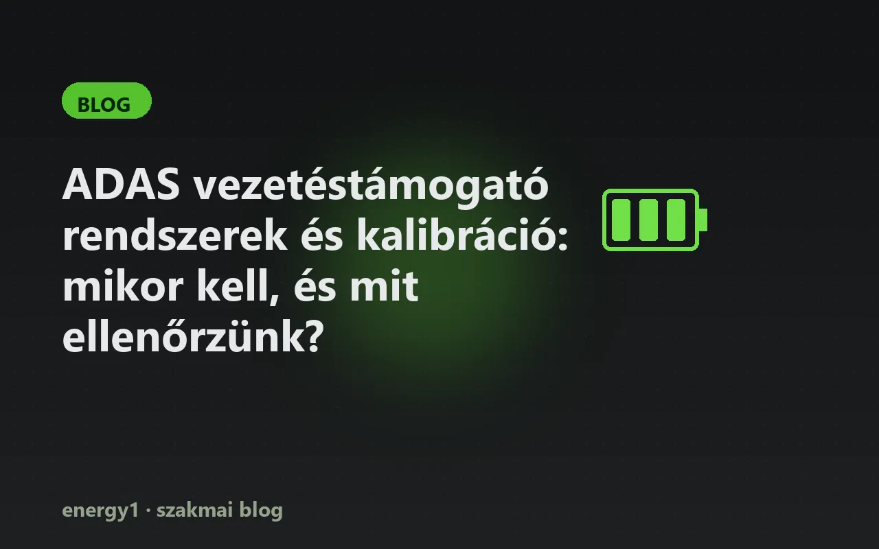 ADAS vezetéstámogató rendszerek és kalibráció: mikor kell, és mit ellenőrzünk?