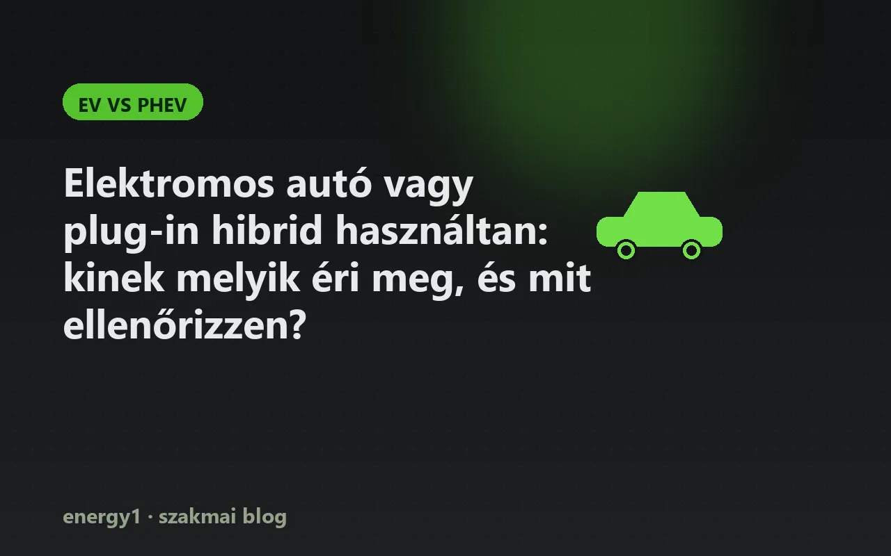 Elektromos autó vagy plug-in hibrid használtan: kinek melyik éri meg, és mit ellenőrizzen? - ev vs phev