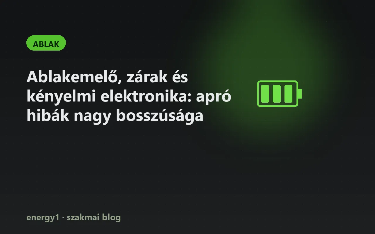 Ablakemelő, zárak és kényelmi elektronika: apró hibák nagy bosszúsága - ablak