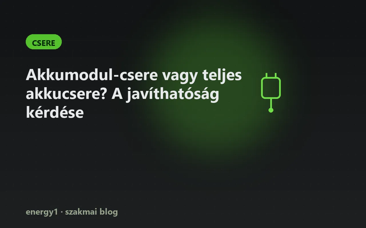 Akkumodul-csere vagy teljes akkucsere? A javíthatóság kérdése - csere