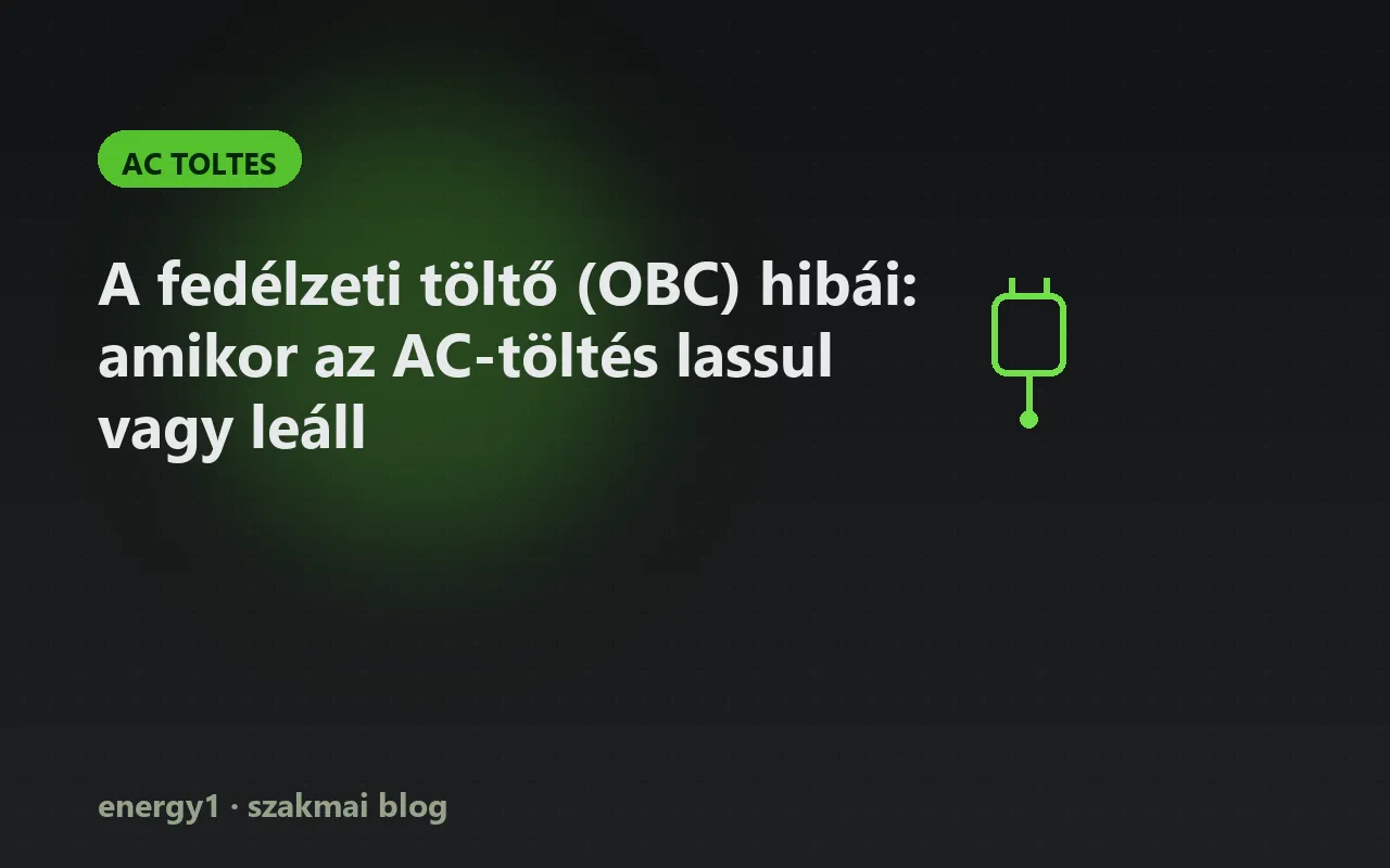 A fedélzeti töltő (OBC) hibái: amikor az AC-töltés lassul vagy leáll - ac toltes