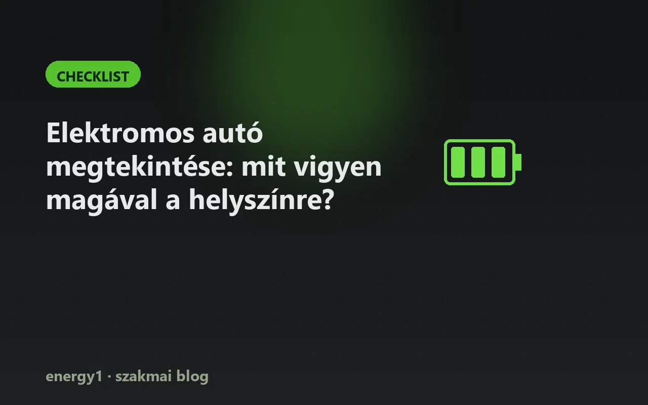 Elektromos autó megtekintése: mit vigyen magával a helyszínre? - checklist