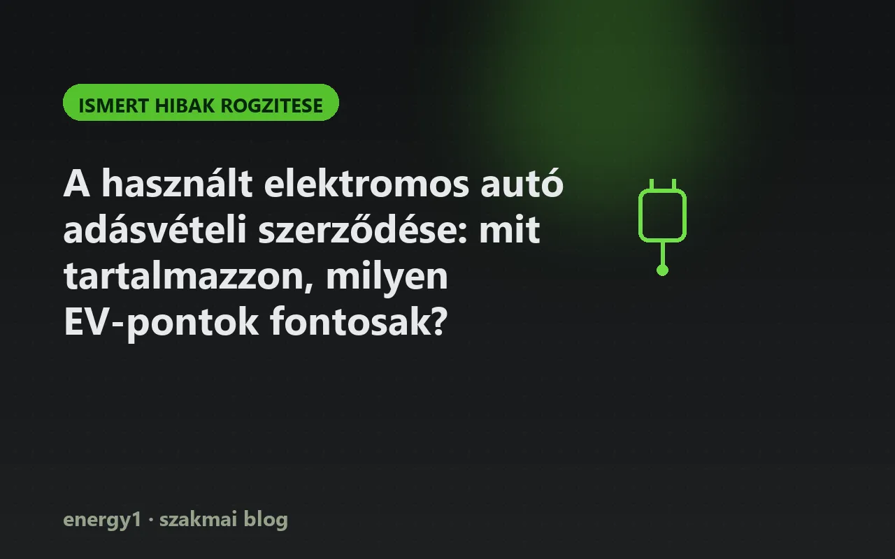 A használt elektromos autó adásvételi szerződése: mit tartalmazzon, milyen EV-pontok fontosak? - ismert hibak rogzitese